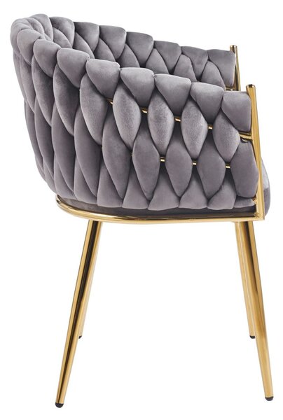 Designová čalouněná židle ZYPHIRA - šedá / zlatá
