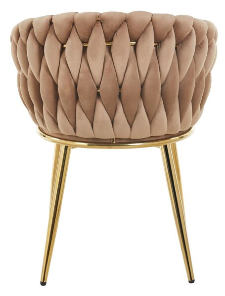 Designová čalouněná židle ZYPHIRA - cappuccino / zlatá