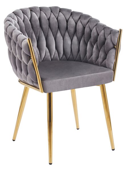 Designová čalouněná židle ZYPHIRA - šedá / zlatá