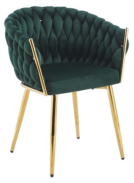 Designová čalouněná židle ZYPHIRA - zelená / zlatá