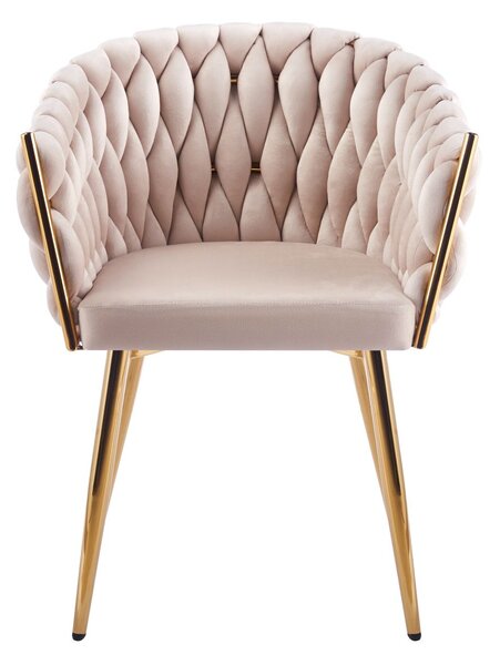 Designová čalouněná židle ZYPHIRA - béžová / zlatá