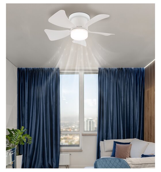 Stropní LED svítidlo s ventilátorem HINES bílá