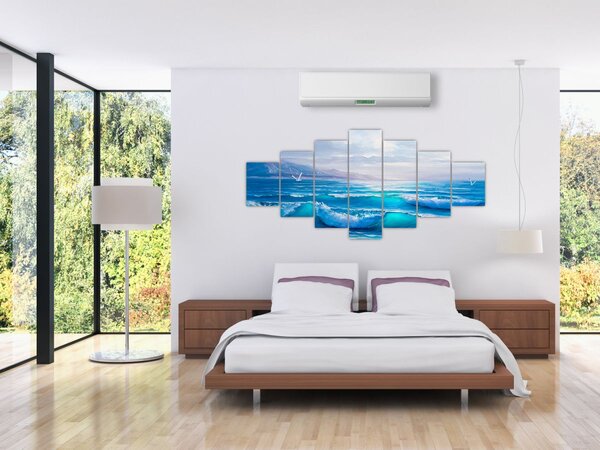 Obraz - Olejomalba moře s racky (210x100 cm)