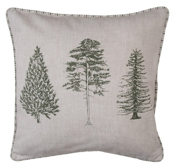 Béžový povlak na polštář se vzorem jehličnatých stromů Natural Pine Trees – 40x40 cm