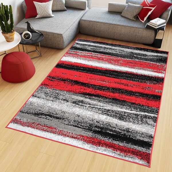 Makro Abra Kusový koberec moderní MAYA Pruhy Q542A červený šedý Rozměr: 220x300 cm