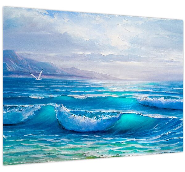 Obraz - Olejomalba moře s racky (70x50 cm)