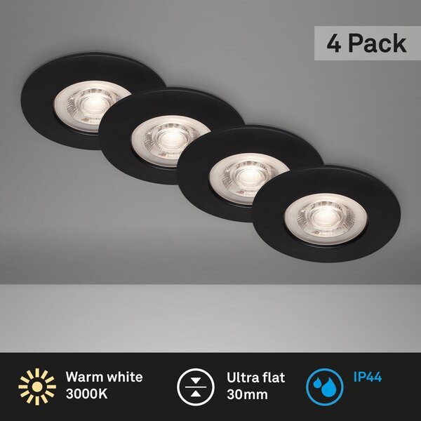 BRILO 7998-045 LED vestavná svítidla, pr.9 cm, 4x LED, 4,9 W, 480 lm, matná černá - BRILO