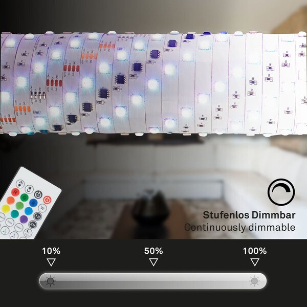 BRILO 2311-090 Magic RGBIC LED pásek, 3 metry, s hudebním senzorem, 12 W, umělá hmota - BRILO