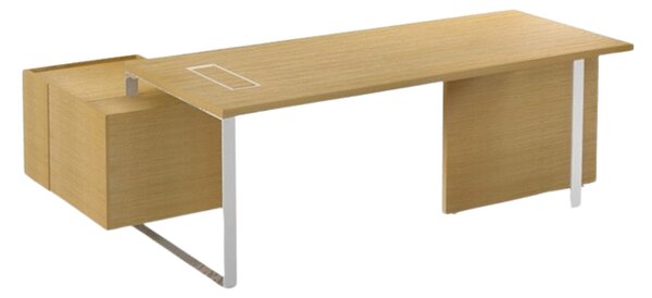NARBUTAS - Kancelářský stůl PLANA 244x150x75 cm s modesty panelem a fixním kontejnerem na pravé straně