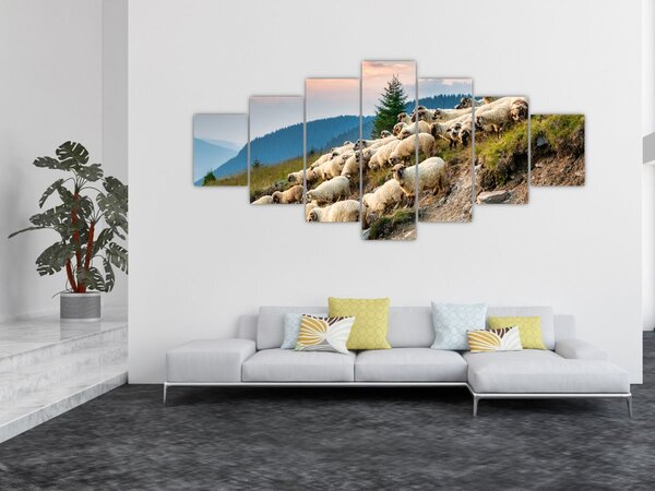 Obraz - Stádo ovcí (210x100 cm)