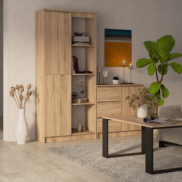 Ak furniture Regál Rexa 80 cm 1 skříňka a 4 police dub sonoma