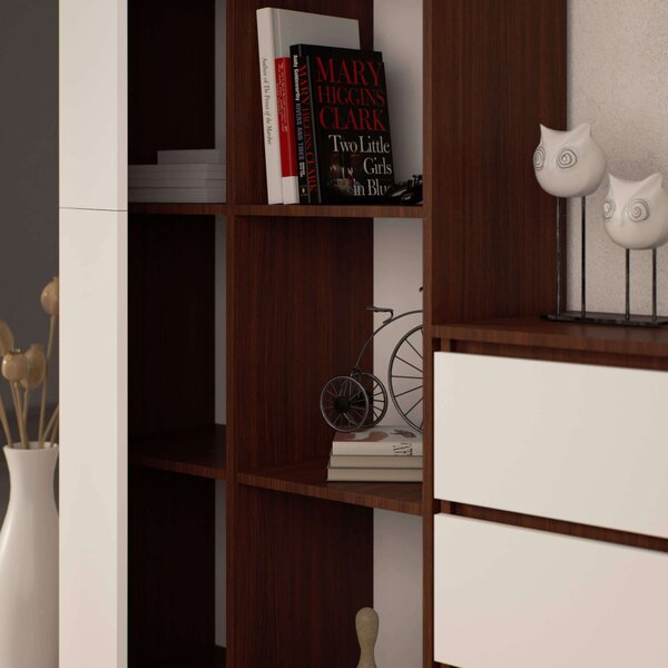 Ak furniture Regál Rexa 80 cm 1 skříňka a 4 police wenge/bílý