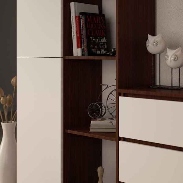Ak furniture Regál Rexa 80 cm 1 skříňka a 4 police wenge/bílý