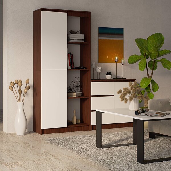 Ak furniture Regál Rexa 80 cm 1 skříňka a 4 police wenge/bílý