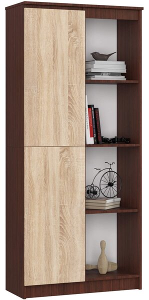 Ak furniture Regál Rexa 80 cm 1 skříňka a 4 police wenge/sonoma