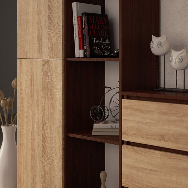 Ak furniture Regál Rexa 80 cm 1 skříňka a 4 police wenge/sonoma