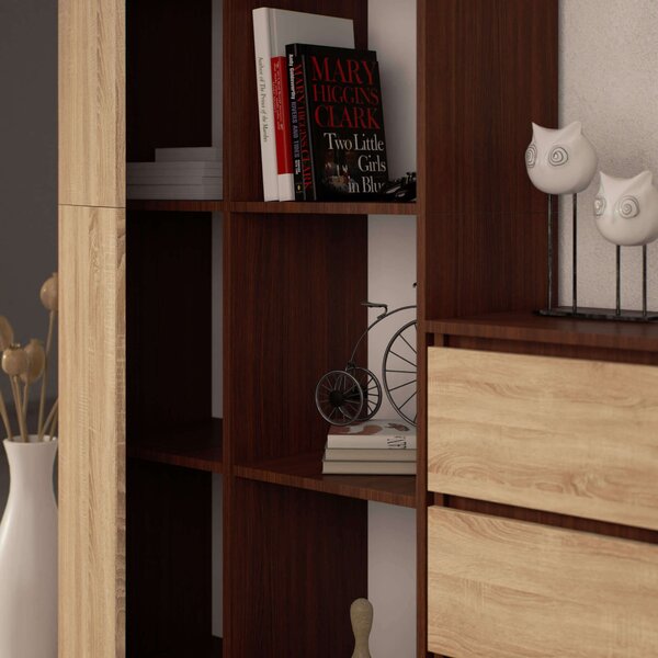 Ak furniture Regál Rexa 80 cm 1 skříňka a 4 police wenge/sonoma