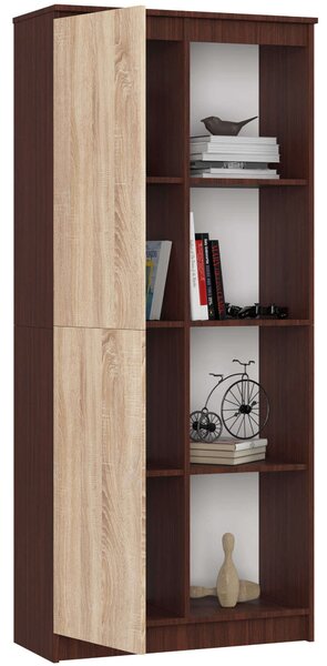 Ak furniture Regál Rexa 80 cm 1 skříňka a 4 police wenge/sonoma