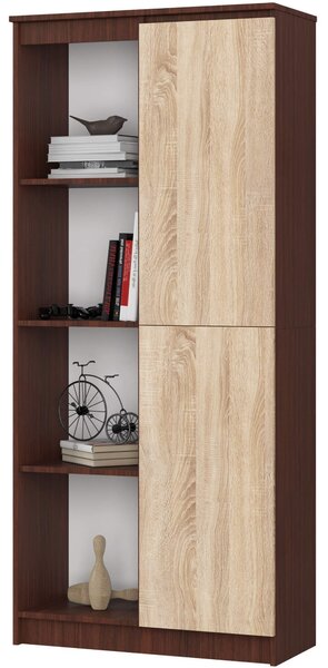 Ak furniture Regál Rexa 80 cm 1 skříňka a 4 police wenge/sonoma