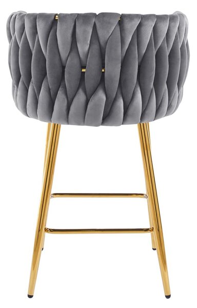 Designová barová židle ZULIMARA - šedá / zlatá