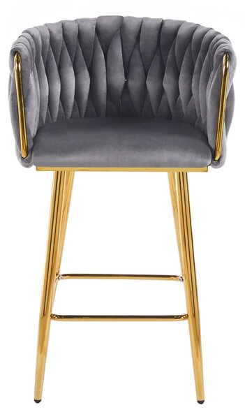 Designová barová židle ZULIMARA - šedá / zlatá