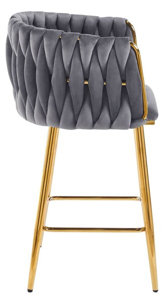 Designová barová židle ZULIMARA - šedá / zlatá