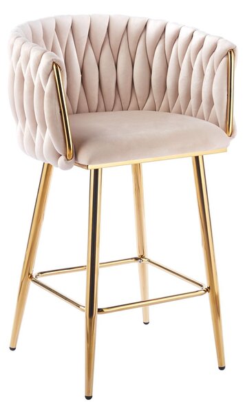 Designová barová židle ZULIMARA - béžová / zlatá