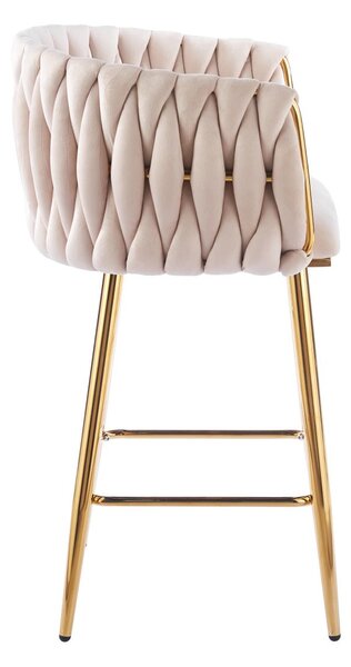 Designová barová židle ZULIMARA - béžová / zlatá