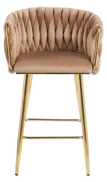 Designová barová židle ZULIMARA - cappuccino / zlatá