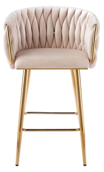 Designová barová židle ZULIMARA - béžová / zlatá
