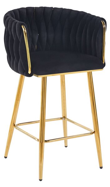 Designová barová židle ZULIMARA - černá / zlatá