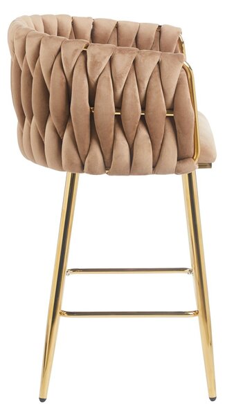 Designová barová židle ZULIMARA - cappuccino / zlatá