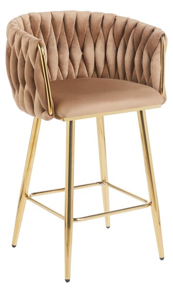 Designová barová židle ZULIMARA - cappuccino / zlatá