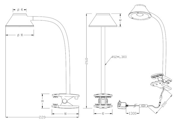 Stolní LED lampa BERRY šedá