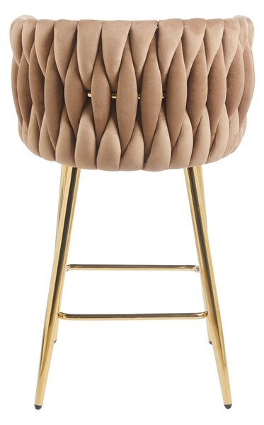 Designová barová židle ZULIMARA - cappuccino / zlatá