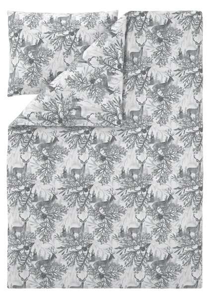 Livarno® Ložní povlečení z jemného flanelu, 140 x 200 cm, 70 x 90 cm (bílá/šedá) (100396377004)
