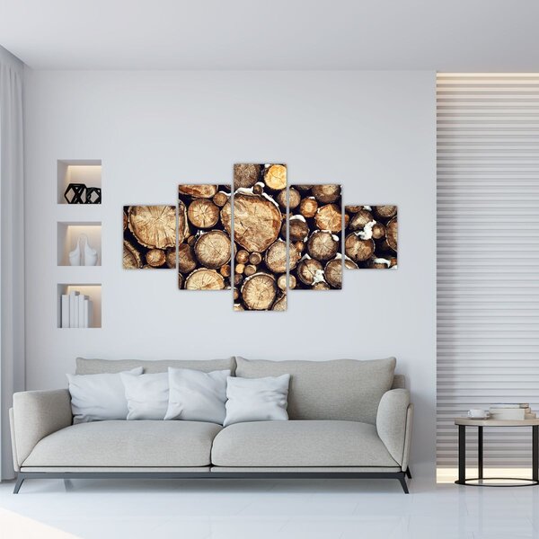 Obraz - Dřevo ve sněhu (125x70 cm)