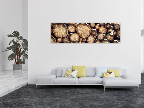 Obraz - Dřevo ve sněhu (170x50 cm)