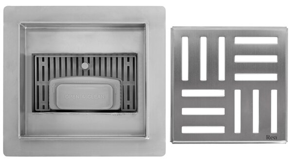 Odtokový žlab REA CROSS 150x150 Nickel Brush