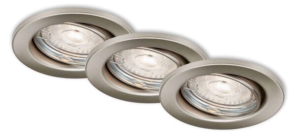 BRILO 7050-032 3ks sada LED vestavná svítidla, pr. 8,6 cm, 5 W, 460 lm, matný nikl - BRILO