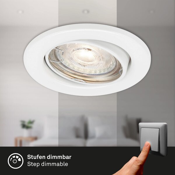 BRILO 7050-036 3ks sada LED vestavné svítidlo, pr. 8,6 cm, 5 W, bílé - BRILO