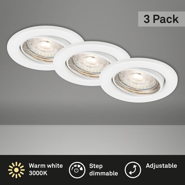 BRILO 7050-036 3ks sada LED vestavné svítidlo, pr. 8,6 cm, 5 W, bílé - BRILO