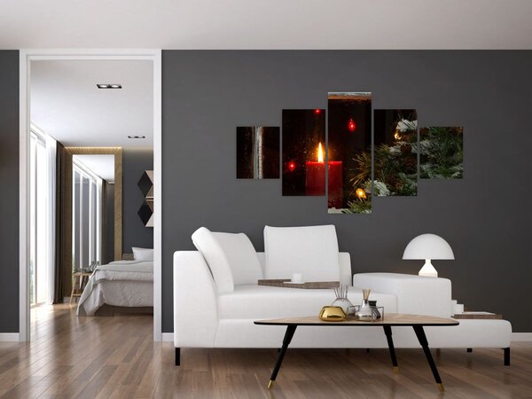 Obraz - Zářící vánoční svíčka (125x70 cm)