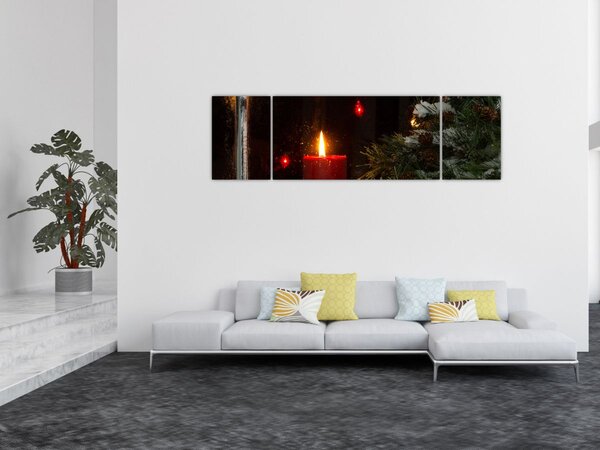 Obraz - Zářící vánoční svíčka (170x50 cm)