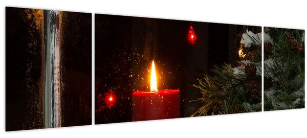 Obraz - Zářící vánoční svíčka (170x50 cm)