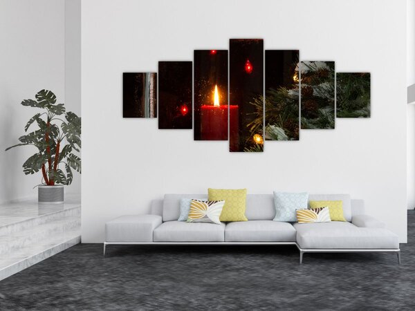 Obraz - Zářící vánoční svíčka (210x100 cm)