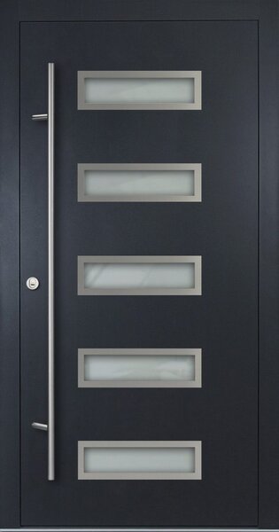FM TÜREN Vchodové dveře s hliníkovým opláštěním FM Turen model DS11 Orientace dveří: Levé, otevírání dovnitř, Dekor: Antracit, Standardní rozměr: 98 cm x 208 cm - vnější rozměr rámu