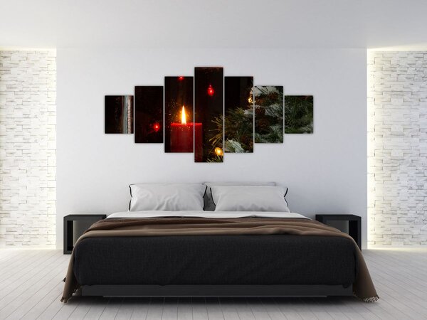 Obraz - Zářící vánoční svíčka (210x100 cm)