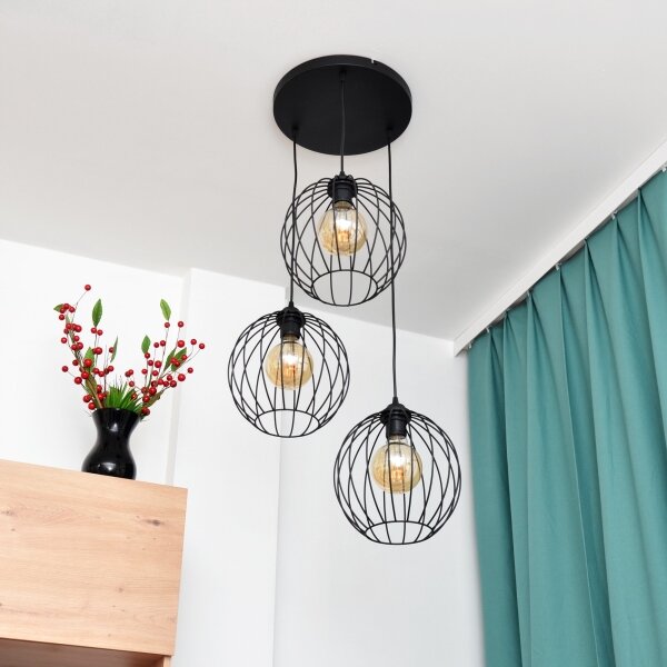 LED Lustr na lanku MERCURE 3xE27/15W/230V pr. 50 cm černá