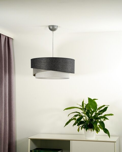Duolla - Lustr na lanku KOBO 1xE27/15W/230V pr. 45 cm antracit/šedá/bílá